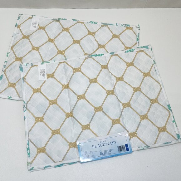 Best Brands Reversible Quilted Placemats - 4 Total Coastal Sea Shell 13"x18" NWT - Picture 5 of 8